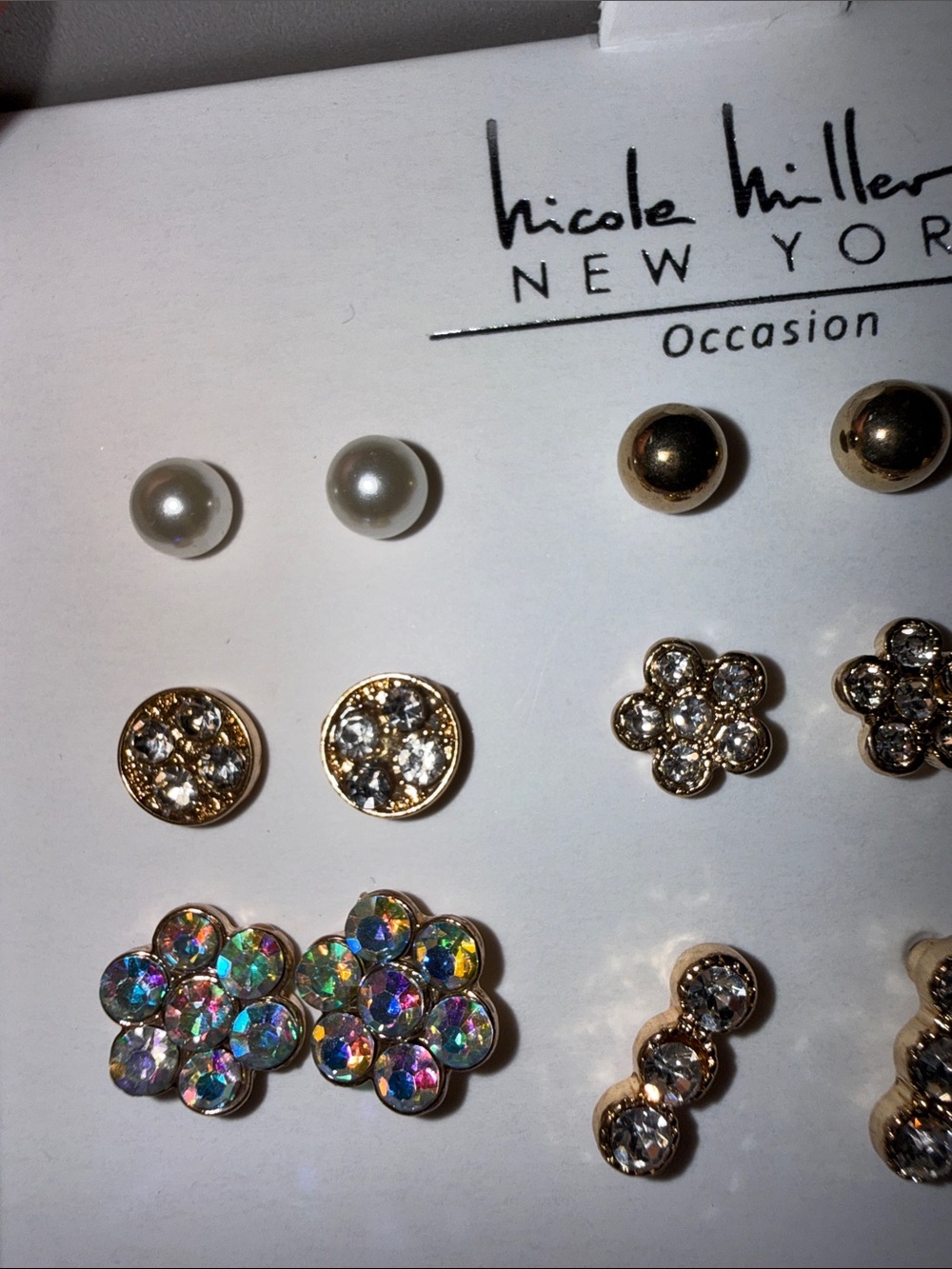 Nicole Miller 9 pieces Gold and Crystal Multi-Pair Earring Set - Picture 6 of 6